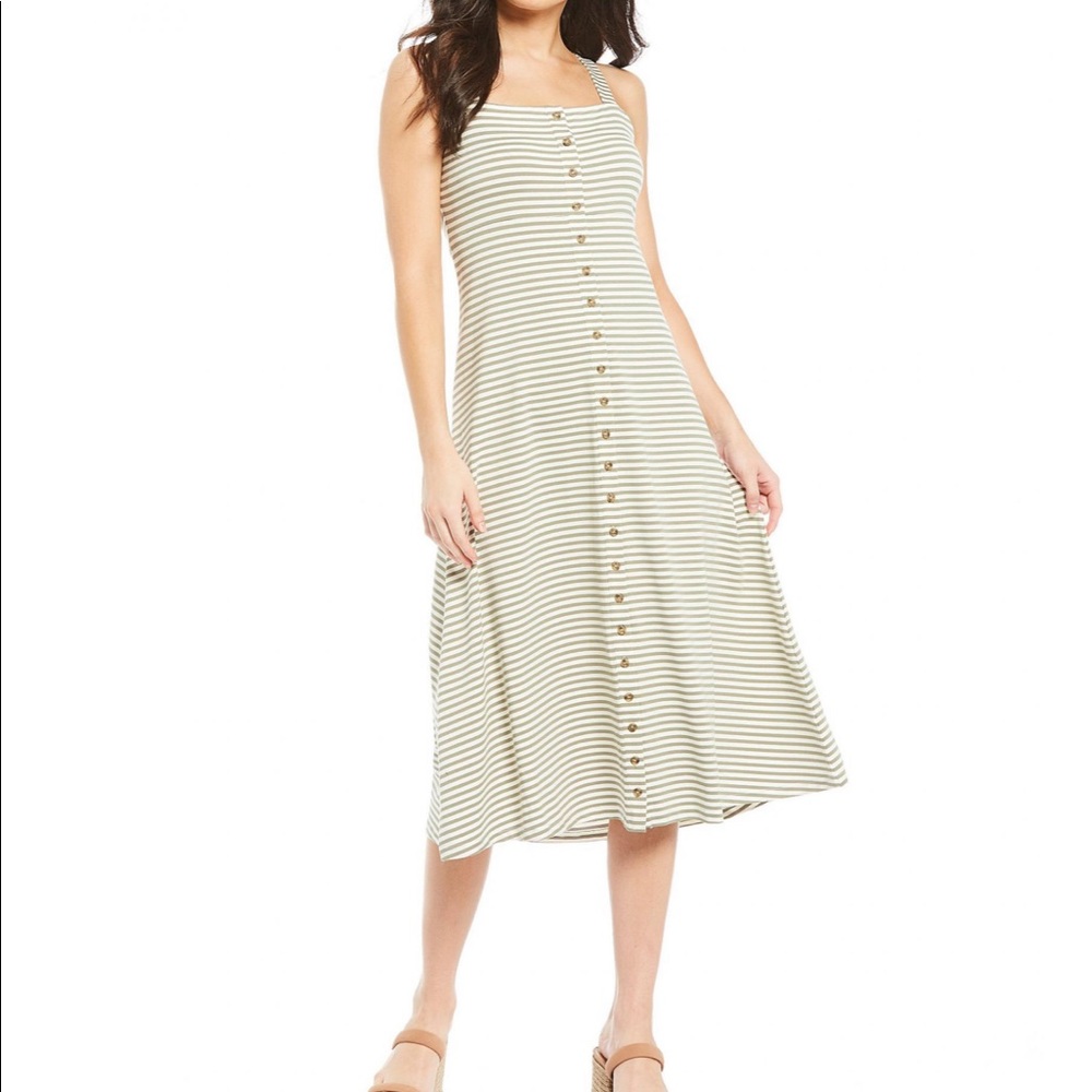 🌷Cremieux Susan Striped Stretch Knit Midi Dress🍓